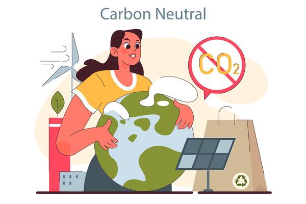 Carbon neutral living. Environment protection and reduction of carbon