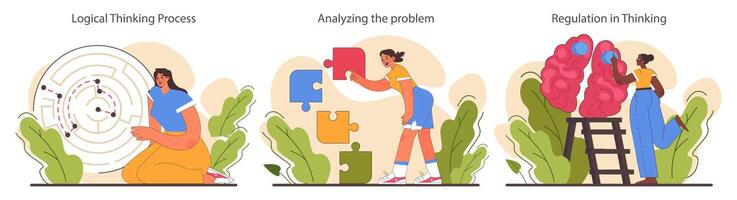 Critical thinking skill set. Strategic decision-making, brainstorming vector