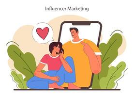 Influencer marketing. Social media or e-commerece digital promotion vector