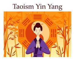 Taoism. Chinese philosophy and religious movement. Doctrine of the Tao vector
