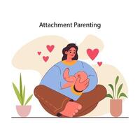 Attachment parenting. Secure attachment style in parents and kid relationship vector
