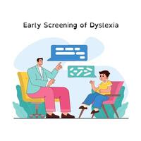 Dyslexia. Learning disorder or disability. Reading, writing or understanding vector