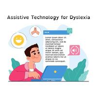 Dyslexia. Learning disorder or disability. Reading, writing or understanding vector