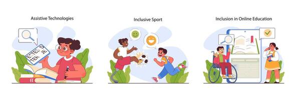 Inclusive education set. Equal educational opportunities and accessible vector