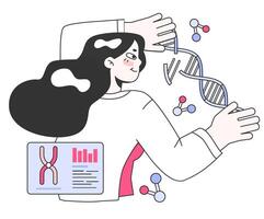Genetic engineering. Innovative medicine and science technology. Scientist vector