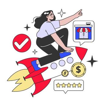 Small business. Starting and developing a new start-up or local business. vector