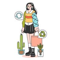 Upcycling. Process and technique of reuse and utilizing waste. Zero waste vector