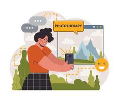 Art therapy. Character developing a creativity. Self-expression idea. vector