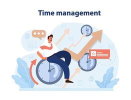 Personal growth. Time management. Character with self-discipline vector