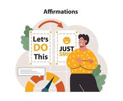 Positive affirmation. Personal growth. Optimistic mindset, self acceptance vector