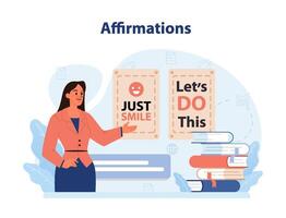 Positive affirmation. Personal growth. Optimistic mindset, self acceptance vector