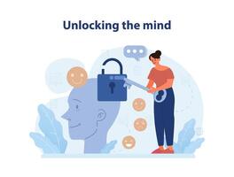 Unlocking the mind. Mental and psychological phenomenon or condition. vector