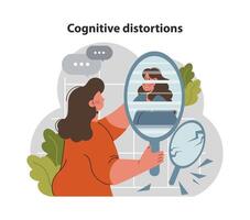 Cognitive distortion. Mental and psychological phenomenon or condition vector