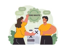 Conscious consumption. Character with eco-friendly life-style. Sustainable vector