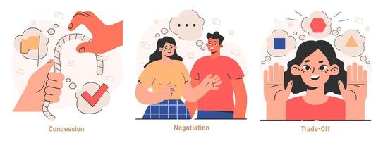 Compromise set. Finding common ground and search for mutual agreement. vector