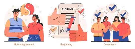 Compromise set. Finding common ground and search for mutual agreement. vector