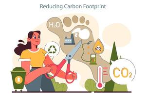 Environment protection and reduction of carbon footprint. Global strategy vector