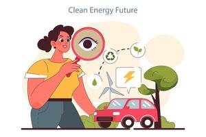 Clean enegy future. Environment protection and reduction of carbon vector