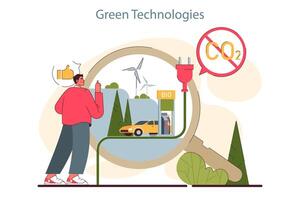 Green technologies. Environment protection and reduction of carbon vector