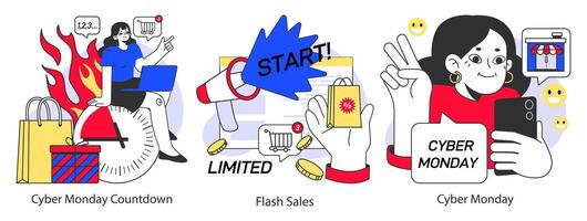 E-commerce set. Online shopping with a big discount and special offer vector