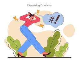 Expressing emotions skill. Emotional intelligence or EQ development. vector