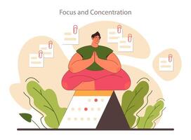 Focus and concentration. skill. Self-discipline and time management. vector