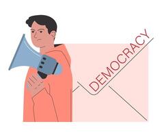 Democracy. Political system, liberty and voting principle. Rule of law vector