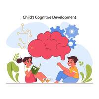 Child cognitive development. Process of kids intelligence, creativity vector