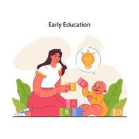 Child early development. Cognitive, physical and emotional skills development. vector