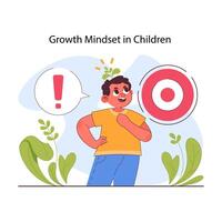 Child cognitive development. Growth mindset. Process of kids intelligence, vector