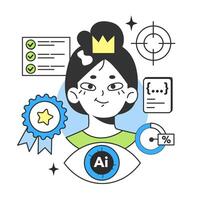 Banking industry automatization with artificial intelligence. Fintech vector