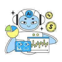 Banking industry automatization with artificial intelligence. Fintech vector