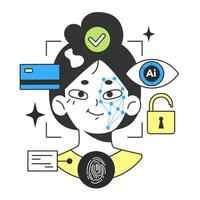 Banking industry automatization with artificial intelligence. Fintech vector