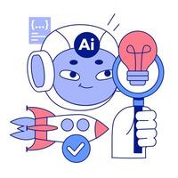 Artificial intelligence in business. AI-powered production, management vector