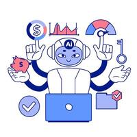 Artificial intelligence in business. AI-powered production, management vector