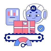 Artificial intelligence in business. AI-powered production, management vector