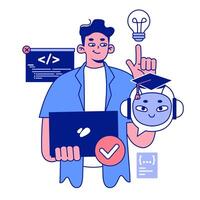 Artificial intelligence in business. AI-powered production, management vector