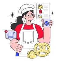 Online grocery shopping according a checklist or grocery list. Character vector