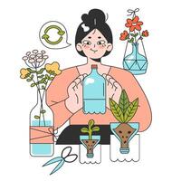 Upcycling. Process and technique of reuse and utilizing waste. Zero waste vector