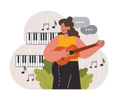 Music therapy. Character developing a creativity. Self-expression idea. vector