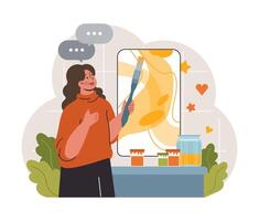 Art therapy. Character developing a creativity. Self-expression idea. vector