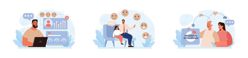 Emotional intelligence set. Emotion balance and control skill. EQ development. vector