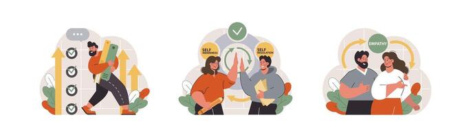 Emotional intelligence set. Emotion balance and control skill. EQ development. vector