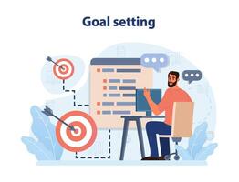 Personal growth. Goal setting. Idea of strategy development and moving vector