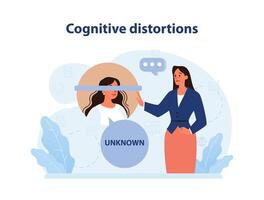 Cognitive distortion. Mental and psychological phenomenon or condition vector