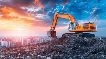 Construction workers and engineers working on high.Heavy industry and Safety at Work concept. photo