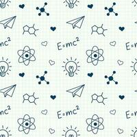 School drawings on lined paper seamless background vector