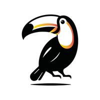 Toucan Bird Animal of Black Silhouette Color Only Full Body illustration. vector