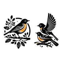 illustration silhouette of birds set on an isolated white background. vector