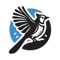 Elegant Blue Jay Logo Design with Stylized Feather Details vector